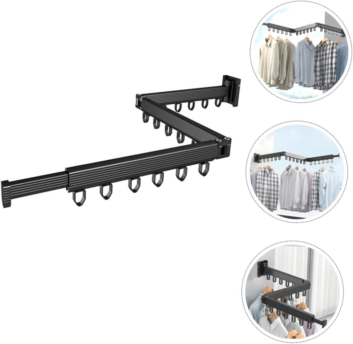 Foldable Wall-Mounted Clothes Drying Rack Metal Laundry Organizer Space-Saving Rotatable Design for Apartment Bathroom Bedroom Use