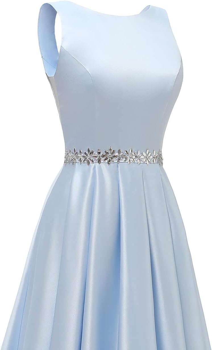 Yexinbridal Satin Prom Dresses Long for Women A-Line Beaded Belt Formal Evening Party Ball Gowns with Pockets - Image 5