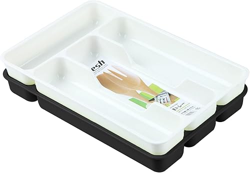 Miniatura 4 de Bandeja organizadora para cubiertos, cubiertos y utensilios de cocina, divisores de cajón para tenedor, cuchara, organizador de vajilla de oficina,