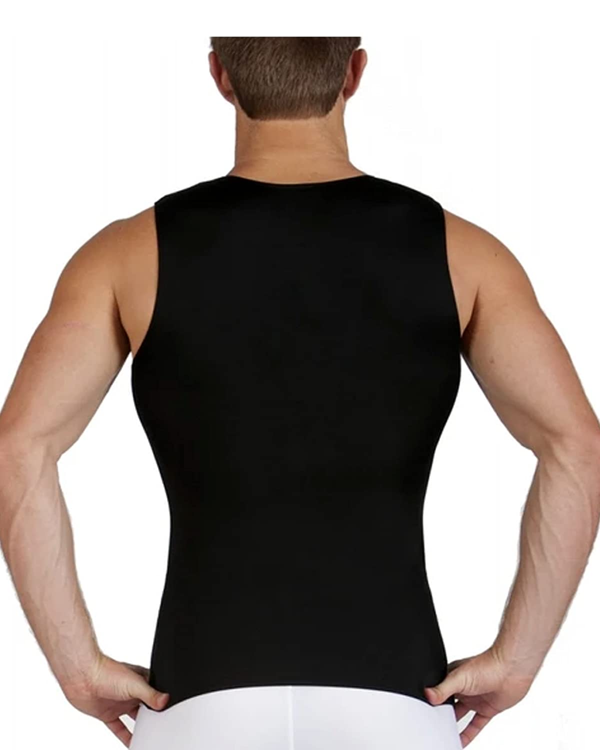 Insta Slim - Made in USA - 3 Pack - Mens Compression Body Shaper Sleeveless V-Neck for Back Support, Gynecomastia & Hernias