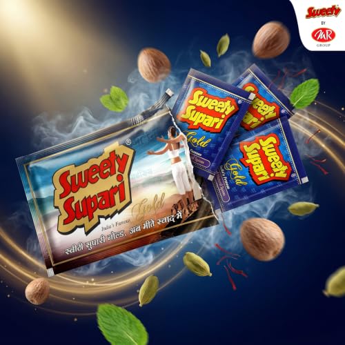 Image of Sweety Supari Gold Meethi Supari | Strong Flavoured Betel Nut Mouth Freshener | Premium Sweet Supari | Pack of 35 Pouch (Pack Of 1)