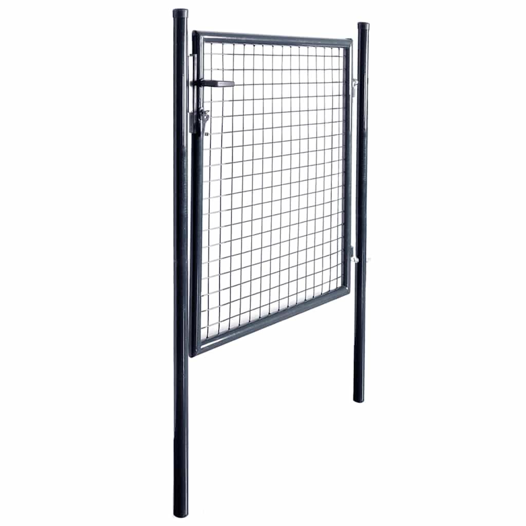 vidaXL Maschen-Gartentor verzinkter Stahl 100 x 100 cm Grau
