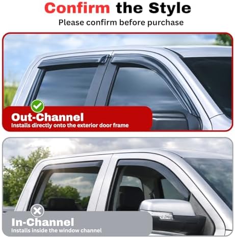 KPY Rain Guards Fit for 2009-2018 RAM 1500 Crew Cab, Out-Channel Window Visors Vent Deflectors 4PC, Truck Accessories for 2019-2023 RAM 1500 Classic Crew Cab, 2010-2024 RAM 2500 3500 Mega & Crew Cab - View 6