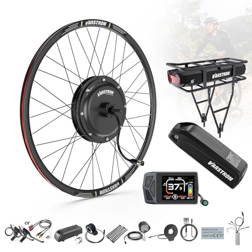 Varstrom 48V 1000W 1500W E-Bike Umbausatz, 26 27,5 28 29 Zoll 700C Vorderrad & Hinterrad Nabenmotor Kit mit Optionalem Display & Ebike Akku, E-Bike Heckmotor für Kassette & Scheibenbremse MTB CTB