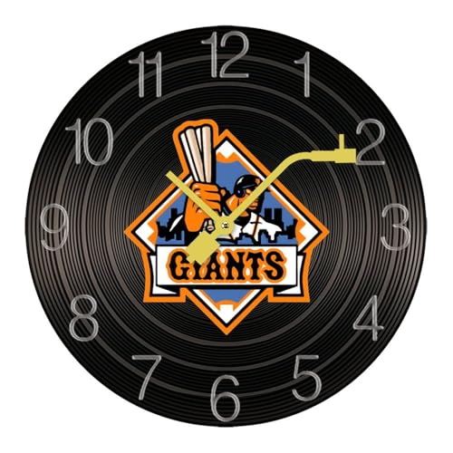 掛け時計 木製レコード 読売ジャイアンツ ウォールクロック かけ時計 置き時計 インテリア おしゃれ 電池式 飾り 木製 連続秒針 北欧 無音 壁掛け 個性的 大数字 音楽愛好家 直径30cm ギフト