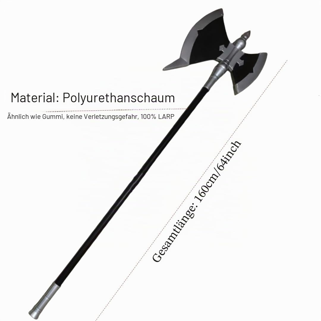 damdos Halloween Prop 64" Frieren Staff Stark Cosplay Axe Hammer,Large Frieren Journey Stark Axe Beyond Cosplay Prop Costume Birthdays Gifts