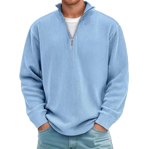 Suéter Manga Larga Hombre Suéter Manga Larga Hombre Cremallera un Cuarto Gabardina Ligero Cuello Alto Cárdigans Corte Ajustado Informal Tipo Polo Informal Suéteres