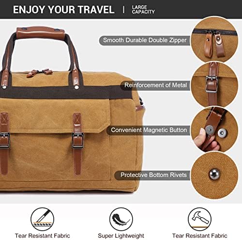 Sucipi Travel Duffle Bag with Shoes Bag and Toiletry Bag,60L Canvas Waterproof Overnight Weekender Bag for Men Women(Yellow) 6 Sucipi Travel Duffle Bag with Shoes Bag and Toiletry Bag,60L Canvas Waterproof Overnight Weekender Bag for Men Women(Yellow)