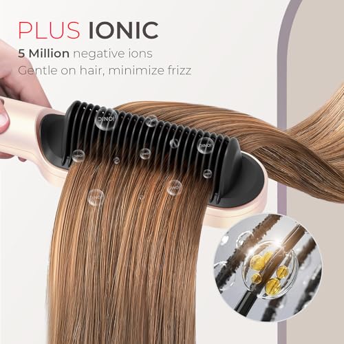 Ionic Hair Straightener Brush for Women - Titanium Coating, Professional Styling Tool