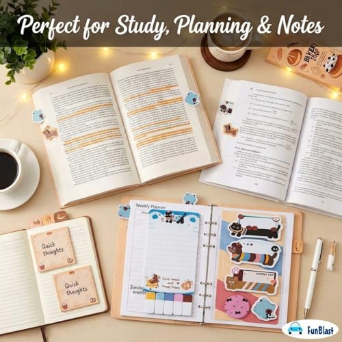 Image of FunBlast Cat & Puppy Sticky Notes - 11 Sheets /440 Sticky Notes, Sticky Pad for Study, Point It Marker Stationery Items, Self-Adhesive Memo Pad, Planners and Memo Sticker (Multicolor)