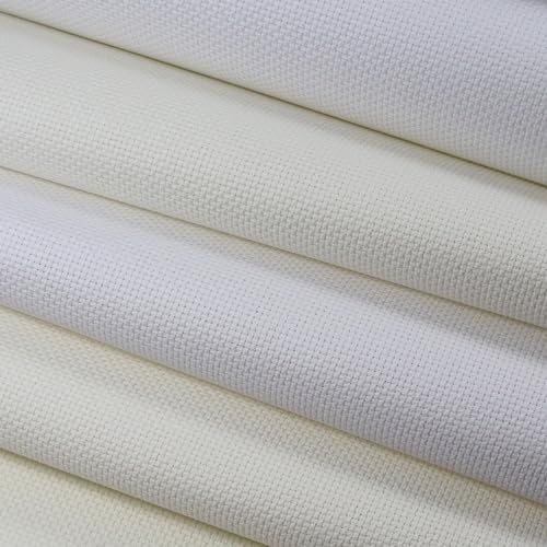 Image of KCS 4 pc of 12 inch x 18 inch (30cmx45cm) 14CT Counted Cotton Aida Cloth Cross Stitch Fabric (White+Antique White)