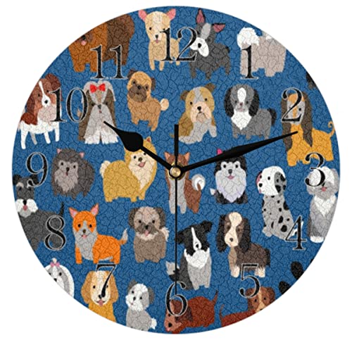Horloge murale ronde chiens TropicalLife silencieuse pour salon