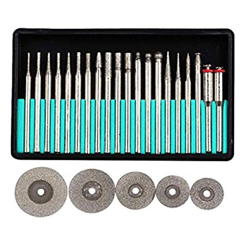 Image of DIY Crafts 30 Pieces Rotary Tool Bits - Diamond Tipped Deburring and Engraving Set - For a Range of Surfaces in a Variety of Sizes (Shape No # 3, Diamond Burr)