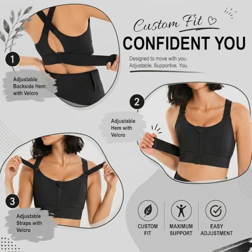 Image of Shoppy Villa - high Impact Sports Bra for Heavy Breast Full Coverage | Gym Bras for Women Workout | Yoga Bra,with Front Zipper Seamless Bra Push up Bras for Women | Black | 2X-Large