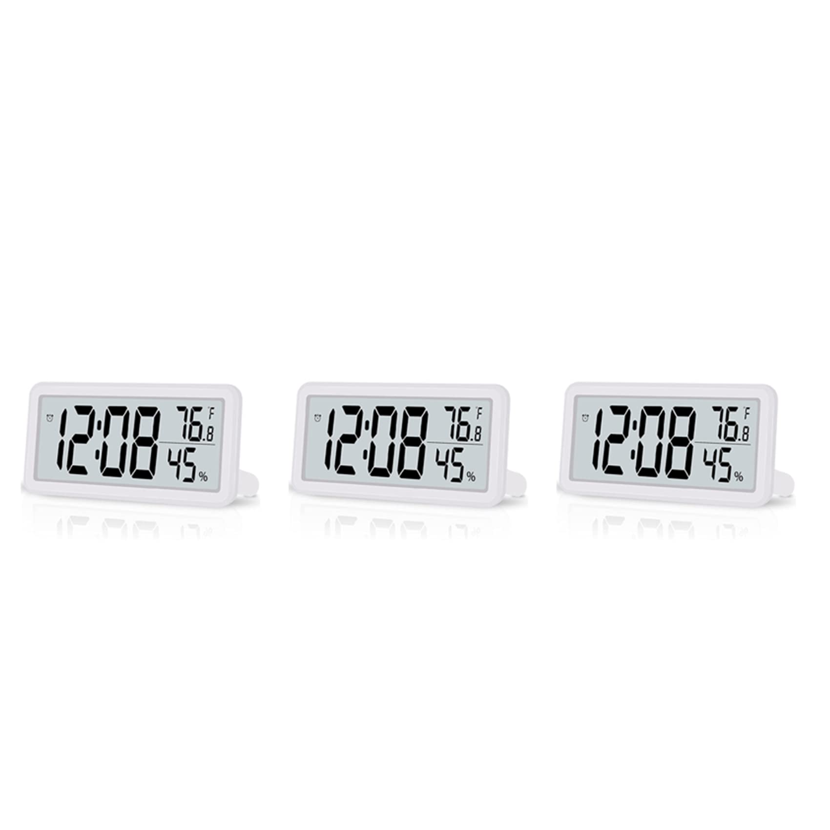 Hndhbfgrt 3X Digital Alarm Clock,Desk Clock,Battery Operated LCD Electronic Clock Decorations for Bedroom Kitchen - White