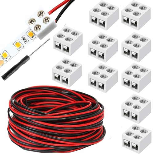 RUNCCI-YUN 10Pcs 5 V, 12 V, 24 V Connettore per striscia LED 2 pin 8mm,5m prolunga cavo striscia LED per SMD 5050 5630 monochrom