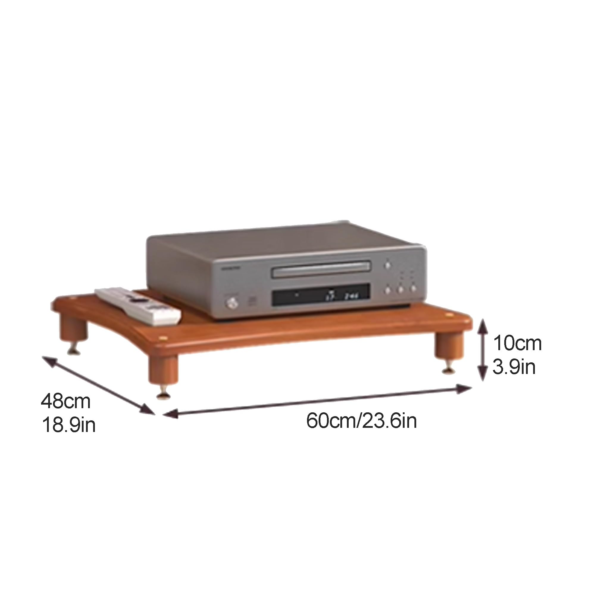 Supporto AV regolabile con ruote universali mensola angolare per console videogiochi e sala di registrazione, elegante soluzione di archiviazione multifunzionale in legno Oril, 60 x 48 x 10 cm