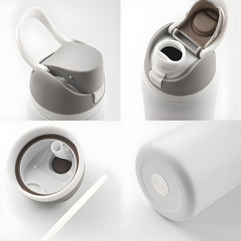 Image of Stainless Steel Water Bottle 32 oz with Flip Lid and Carry Loop (White, 960 ml)