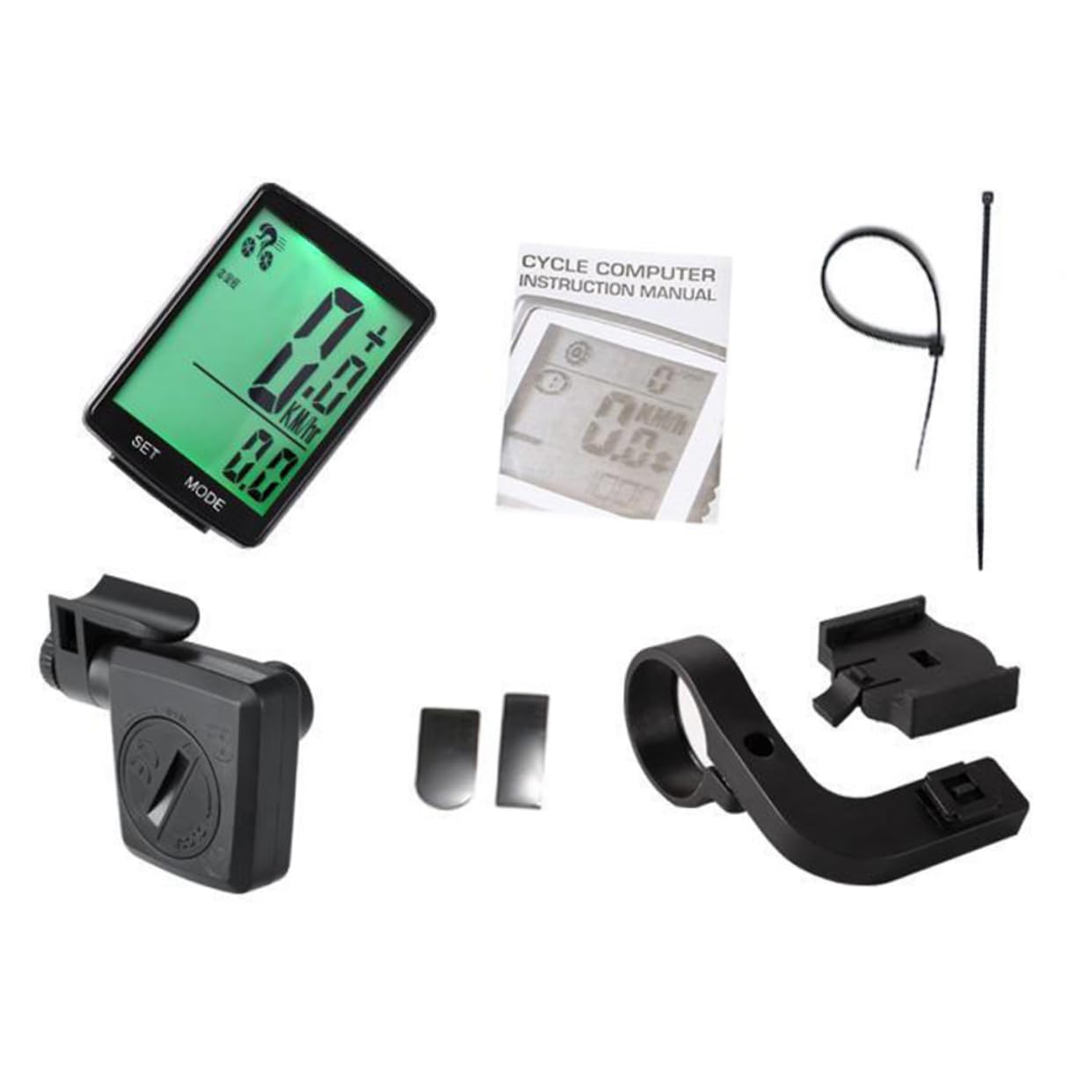 Kisangel Compteur de Vitesse de Vélo 2,8 Pouces, Écran LCD Vert