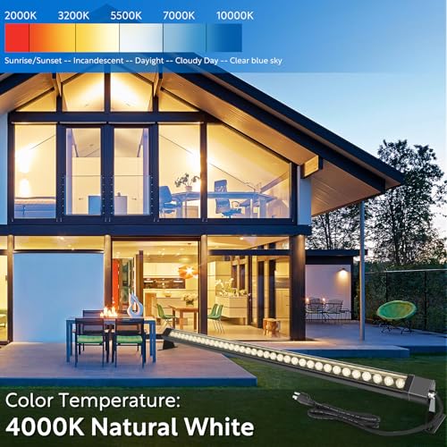 4FT LED Wall Washer Light 72W(2 Pack) - 4000K Neutral White IP67 Waterproof Outdoor Light Bar,Anti-Moisture Architectural Uplighting for Exterior House,Garden,Courtyards & Event Stage-120V Plug & Play by HNRLOY - Image 2