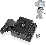 UTEBIT 323 RC2 Quick Release Plate Adapter, 1/4" and 3/8" Screw Aluminum Rapid Connect Adapter Camera Tripod Mount Plate for Manfrotto Monopod, Manfrotto 200pl-14 Rc2 Camera Tripod Head, Black