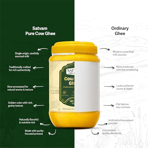 Image of Satvam Organics Cow Ghee 100ml | Pure Desi Ghee | Danedaar Organic Ghee | Rich Aroma & Taste | Ghee 100gm Offer | Pure & Authentic | Premium Quality Guaranteed