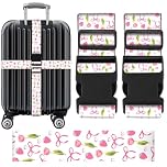 Luggage Straps, 2 Pcs Luggage Straps for Suitcases Strap Suitcase Belts, Baggage Identifiers Suit Case Accessories with Buckle Nylon Adjustable Band Over Handle for Airport (Bow)