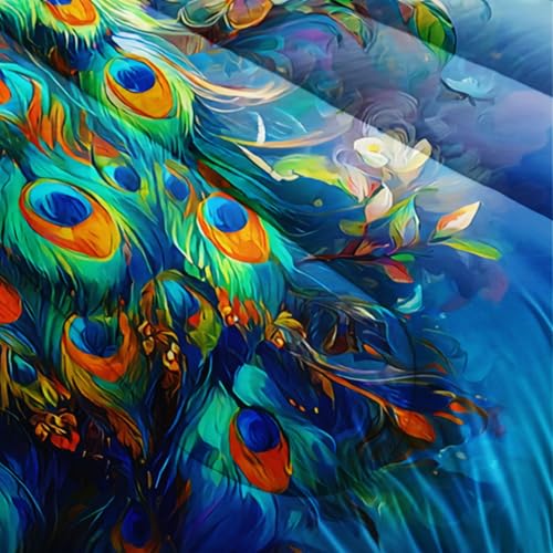 Image of AILONEN Vintage Flora Blue Peacock Comforter Set Twin Size,Garden Birds Bedding Sets for Girls Women Bedroom Decor,3-Piece, 1 Quilt and 2 Pillowcases