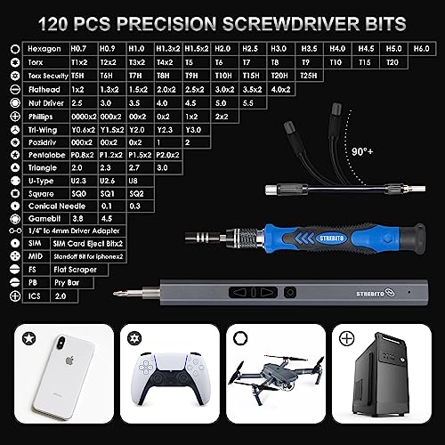 image for STREBITO Mini Electric Screwdriver, 144-Piece Electric Precision Screw