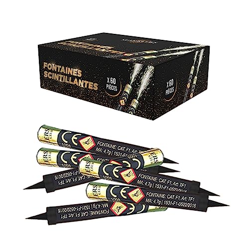 SPARKLERS CLUB Lot de 60 Fontaines à Gateaux Scintillantes durée 60 Secondes pour Gateaux et Bouteilles de Champagne, Bougie lumineuse d'ambiance pour...