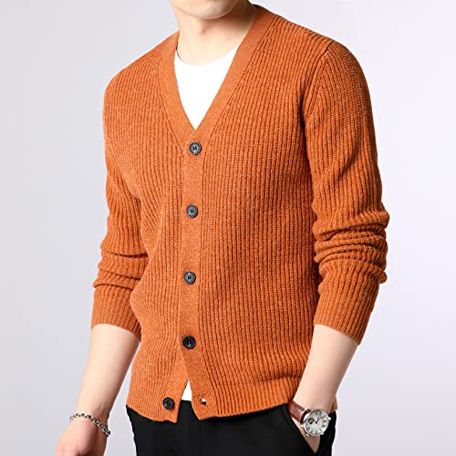 Lu's Chic Men's Long Sleeve Sweater Button Front Cardigans Ribbed Knit Slim Fit V Neck Cardigan Sweater Knitwear4