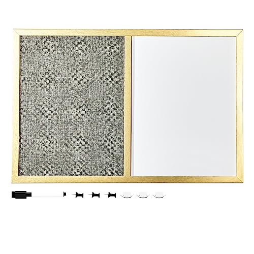 Navaris Combination Dry Erase And Fabric Board - 16" X 24" Framed Decorative Combo Magnetic Whiteboard Bulletin White Board For Wall - No Print #TOP28
