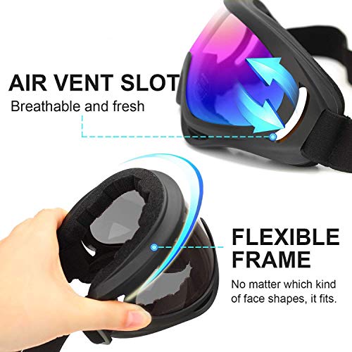 Elimoons Ski Goggles 2 Pack Snow Goggles, Motorcycle Goggles For Men Women Kids Youth Adult, Uv Protection Snowboard Goggles For Boys Girls #TOP3