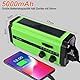 YIKANWEN Tragbare Solar Radio,AM/FM Kurbelradio mit Wiederaufladbare 5000mAh Batterie Powerbank, LED Taschenlampe & Leseleuchte SOS Alarm für Camping Ourdoor (Grün)