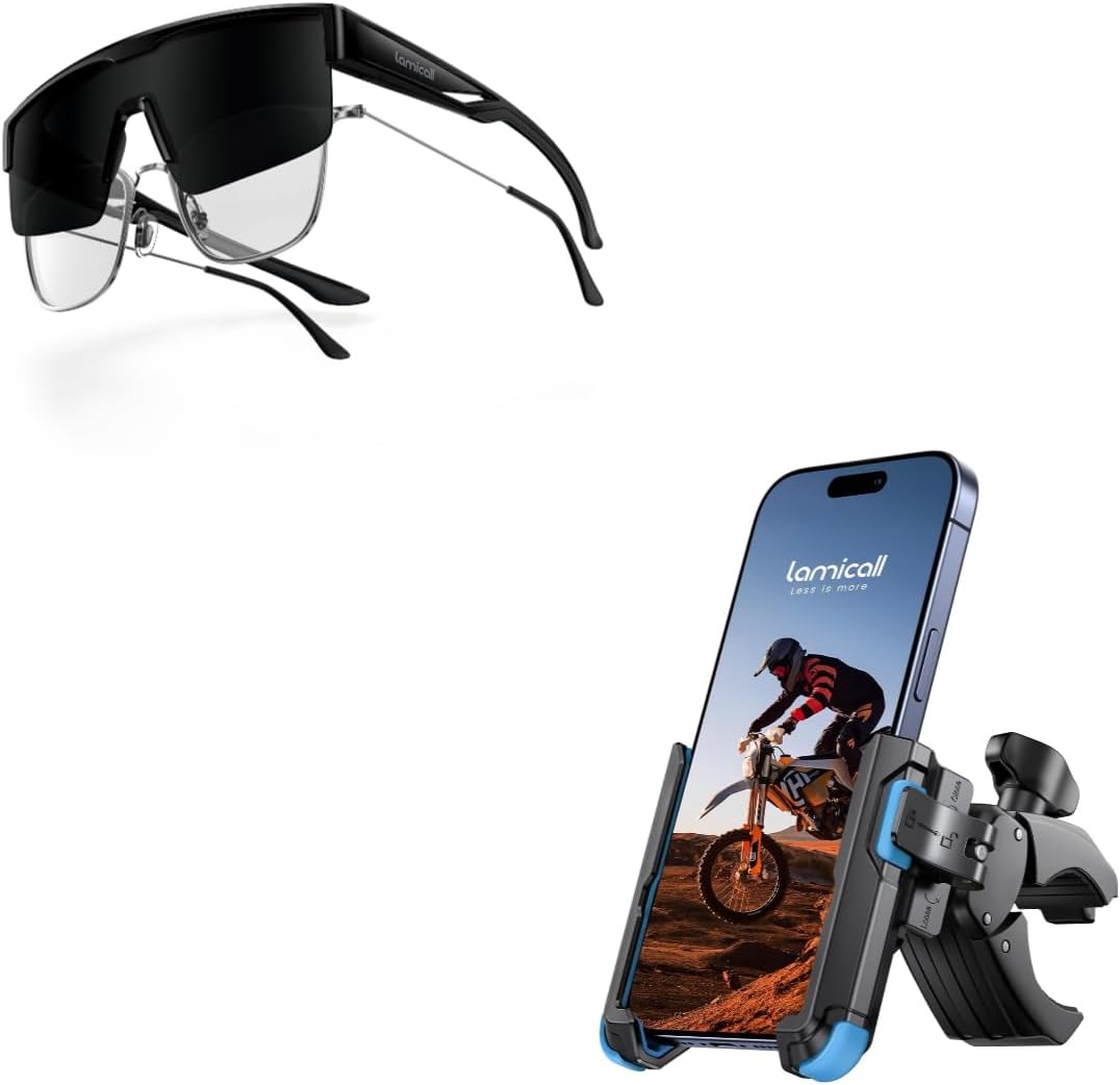 Lamicall Motorcycle Bike Phone Mount and Polarized Fit Over Glasses Sunglasses