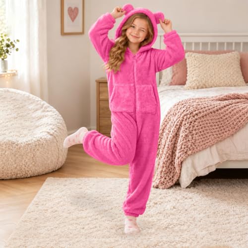 Girls Zip Up Hooded Romper Fleece Long Sleeve With Ears Jumpsuit Soft Warm | Girls Zip Up Hooded Romper With Pockets，2026 Winter Outfits，Fleece Long Sleeve With Ears，Jumpsuit Soft Warm，Cute，Trendy - image 4
