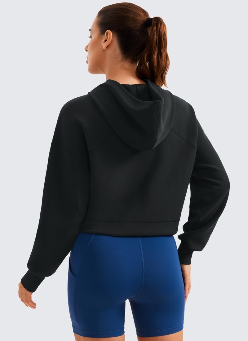 CRZ YOGA SoftAura Cropped Hoodies for Women - Long Sleeve Pullover Basic Workout Casual Hooded Sweatshirts - Image 2