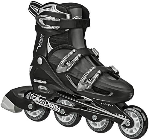 Roller Derby V-Tech 500 Inline Skates with Adjustable Sizing for kids, teens, and adults, Large (6-9), Black