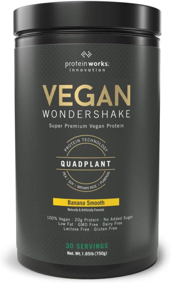 Protein Works - Vegan Wondershake | Vegan Protein Shake | Super Smooth, Amazing Taste | 30 Servings | Banana Smooth