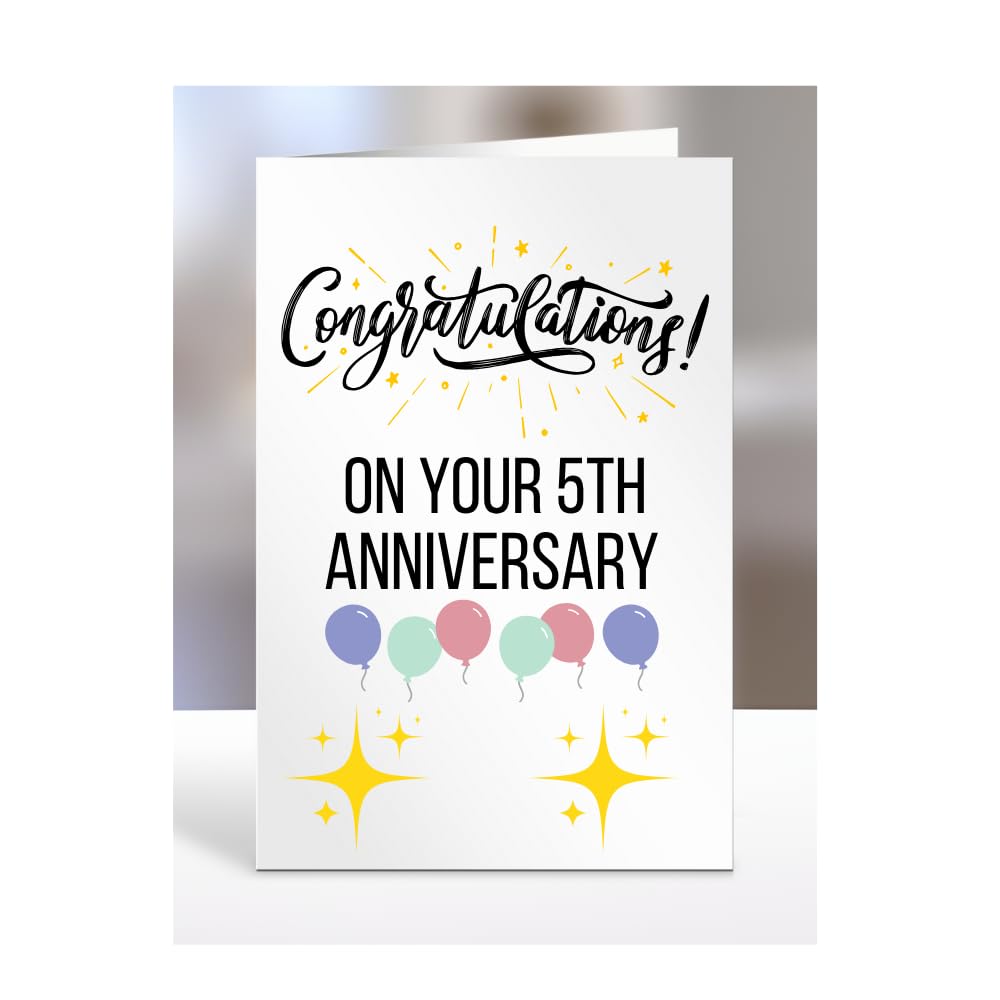 5th anniversary card, for him, wedding, couple, husband, her, wife, gifts for men, women, presents, couples, traditional, them, from, congratulations on your 5 years, A5-73_6