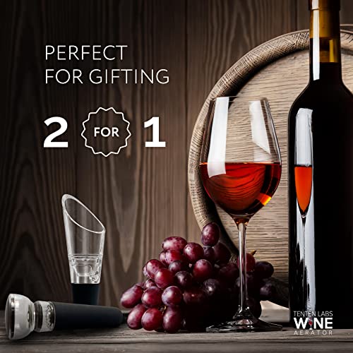 Tenten Labs Wine Aerator Pourer And Wine Pump Modern (2-Pack) - Wine Stopper And Wine Saver - Modern Aerating Spout And Vacuum Stopper - Gift Box Included #TOP3