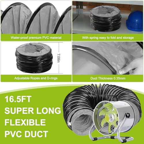 Utility Blower,8 Inch Exhaust Fan,2500R/MIN High Velocity Portable Ventilator