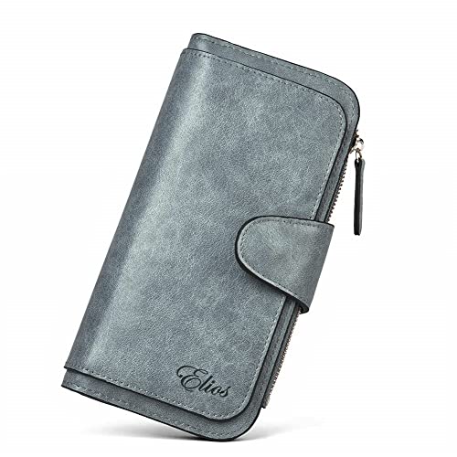 Women Wallet Soft PU Leather Multi Card Organizer Ladies Clutch (Grey)
