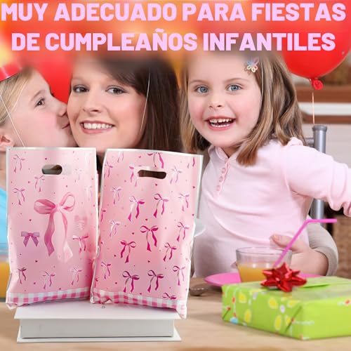 Miniatura 7 de Zi Lan 30 Bolsas De Regalo Con Asas Y Lazo Rosa, Bolsas De Plástico Con Forma De Coqueta Para Niñas Y Mujeres, Decoración Para Fiestas De Cumpleaños Y Bodas