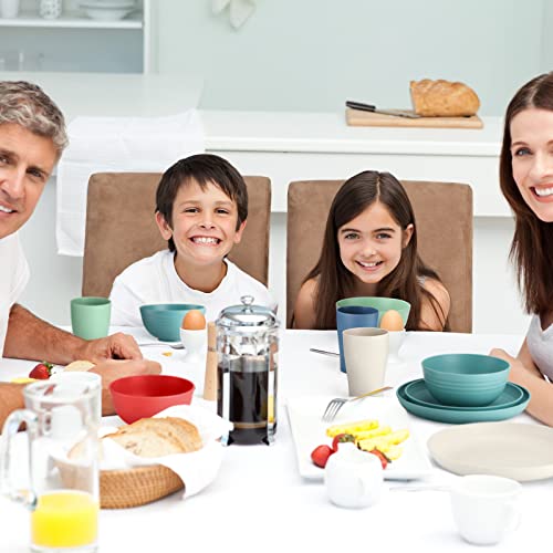 48 Pack Wheat Straw Dinnerware Sets Dishwasher Microwave Safe Dishes Set For 8 Unbreakable Lightweight Plastic Cup Plates And Bowls Sets Reusable Tableware Set For Kids Camping Kitchen Party Rv Dorm #TOP4