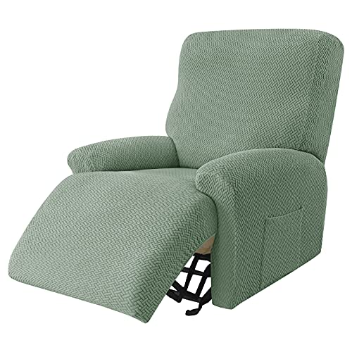JHLD Funda De Sillón Relax Elástica, Funda Sillon Relax Jacquard 4 Piezas Protector para Sillón Reclinable Antideslizante Funda para Sillón Reclinable Extraíbles Y Lavables para Sala Verde 1 Plaza