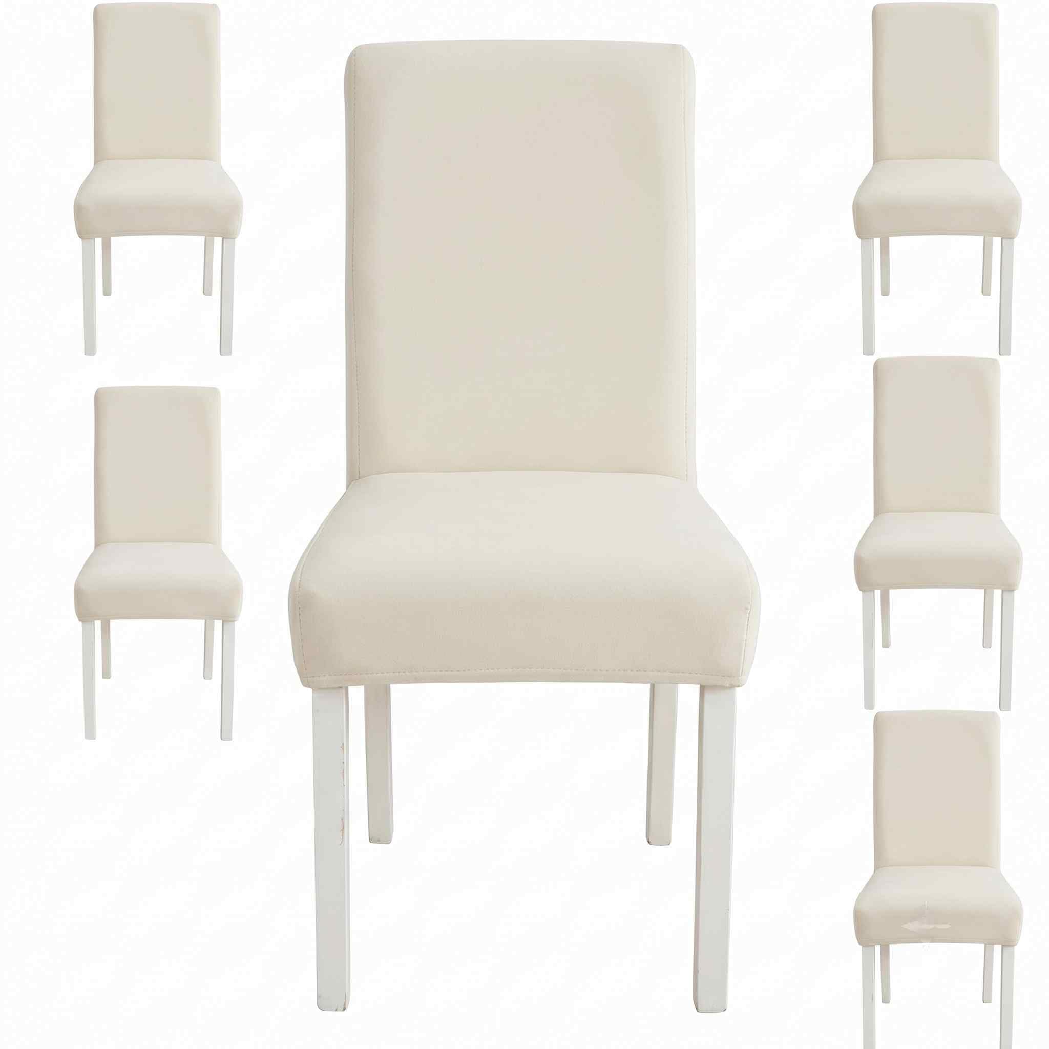 Styleys Chenille Chair Cover Set of 6 for Dining Table | Waterproof Dining Chair Covers | Stretchable Dining Chair Cover 6 Seater | Chair Covers for Home & Hotel (Pack of 6, Off White, XNEYT-4)-image-24