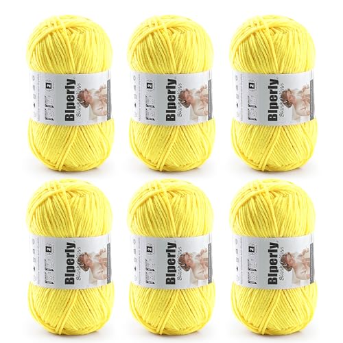Image of Skinny Chenille Yarn for Crocheting and Knitting, 6 Pack of 50g /158yds - 948yd Total, Soft Fluffy Yarn for Crochet Amigurum & Baby Blankets, Thin Chenille #2 Plush Crochet Yarn (6, Golden Yellow)