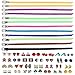 FROG SAC 60 PCs Slider Charms and 12 PCs Adjustable Silicone Belt Bracelets/Wristbands Kit - Assorted Colors - Great for DIY, Jewelry Making, Personalized Kids Birthday Party Favors,, Stockings