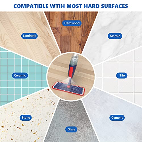Microfibre Spray Mops for Cleaning Floors - BPAWA Hard Floor Mop with Spray Flat Dry Wet Mop for Laminate Wooden Tile Wood Vinyl Flooring, Dust Mop with 2x 550ML Bottles and 4x Reusable Washable Pads - Image 6